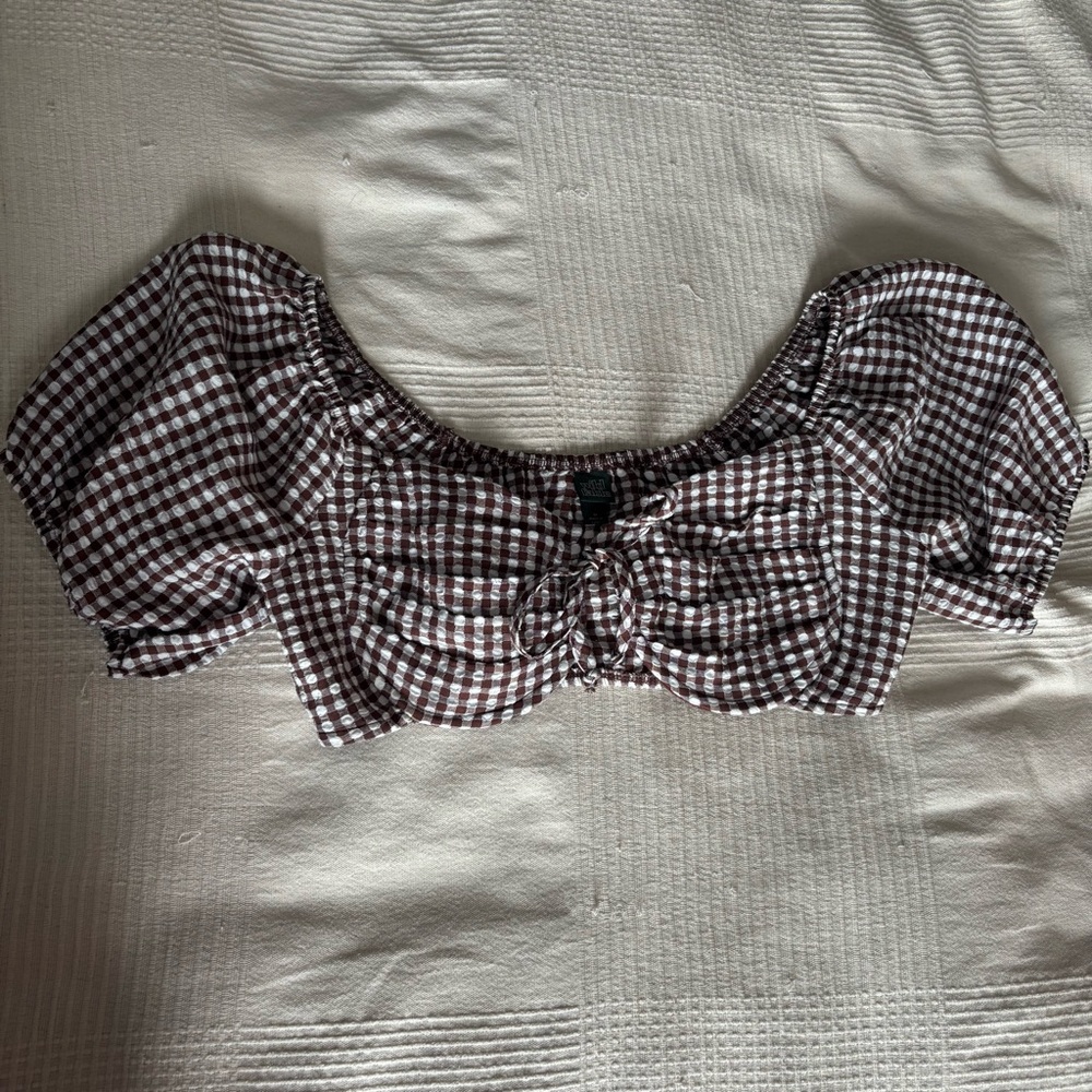 Brown Gingham Women's Top